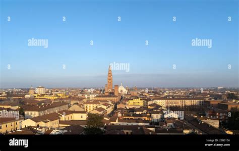 Panoramic view of Cremona city with the Torrazzo