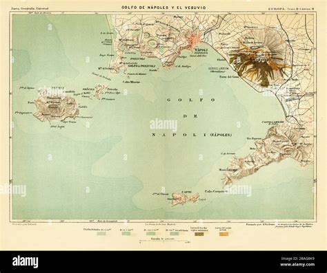 Mappa del Golfo di Napoli con il Vesuvio e i principali punti di interesse