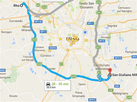 Mappa dell'area di Cusago e della Tangenziale Ovest di Milano