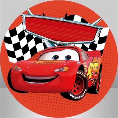 Torta con cialda rotonda a tema Cars