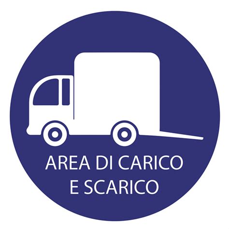 Area di parcheggio riservata al carico e scarico merci con segnale