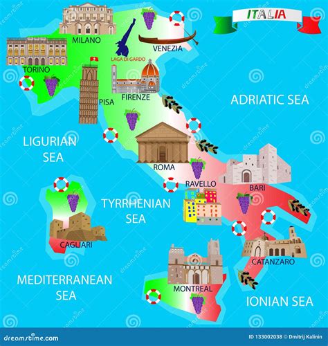 Mappa dell'Italia con le principali aree di turismo itinerante
