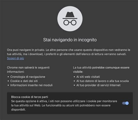 Icona della modalità di navigazione in incognito