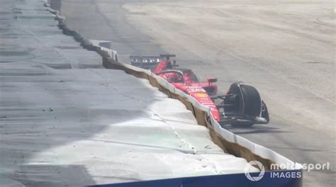 Monoposto Ferrari SF90 incidentata contro le barriere