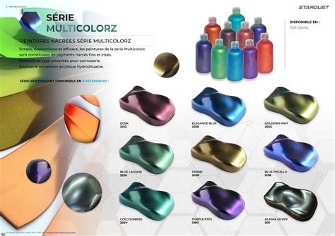 Tavolozza di colori con esempi di sfumature metallizzate e brillanti per auto