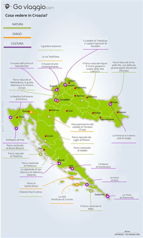 Mappa della Croazia con evidenziati i luoghi delle gare automobilistiche
