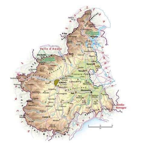 Mappa del Piemonte con evidenziate le aree agricole