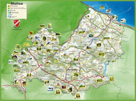 Mappa del Molise con indicazione delle principali aree industriali