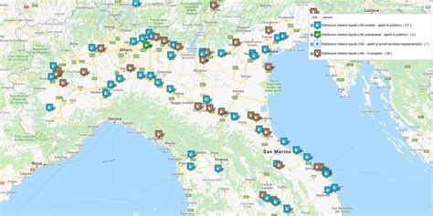 Mappa distributori metano in Europa