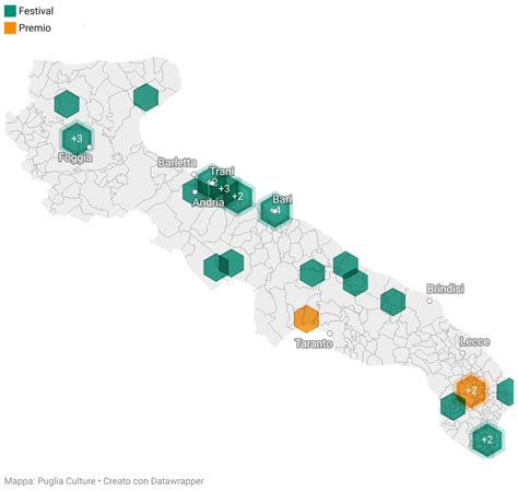 Mappa delle sedi giudiziarie in Puglia