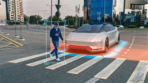 Un'immagine concettuale di un'auto a guida autonoma che naviga in un ambiente urbano futuristico