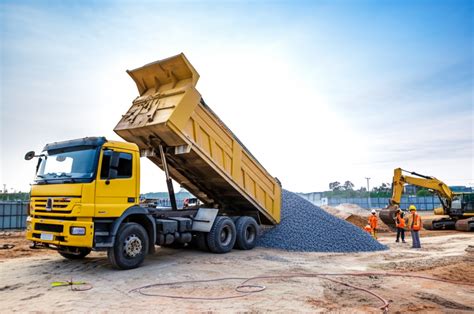 Volvo tipper truck working on construction site