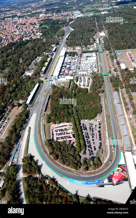 Monza circuit aerial view with the grandstands