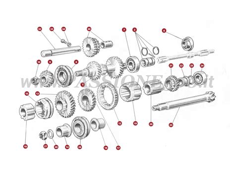 Schema esploso del cambio e frizione Fiat Panda 169