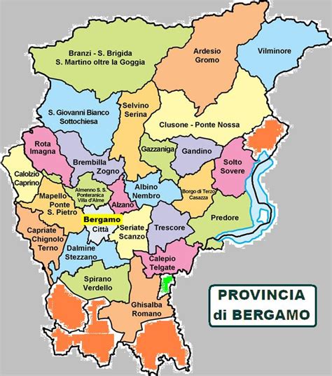 Mappa della provincia di Bergamo con i comuni principali del settore automotive evidenziati