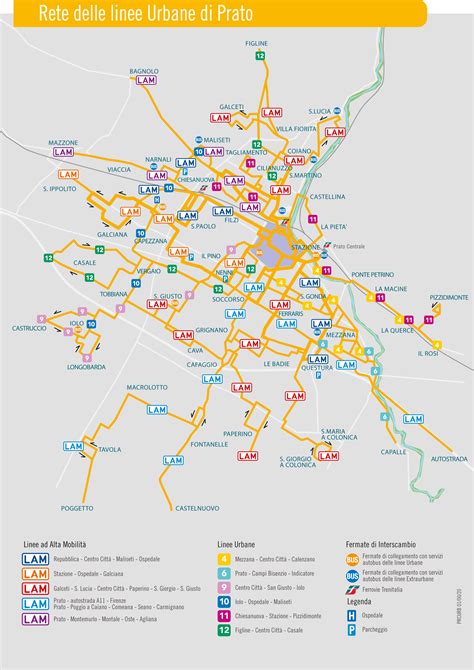 Mappa schematica della rete tranviaria integrata con bus e filobus