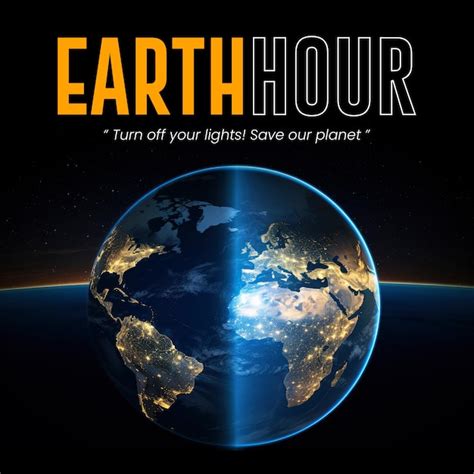 Un'immagine di Earth Hour con lo sfondo di una città illuminata