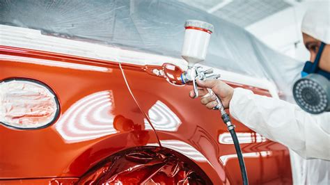 Car bumper being painted