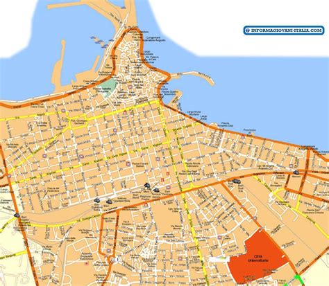 Mappa del centro di Bari con evidenziata Via Sparano