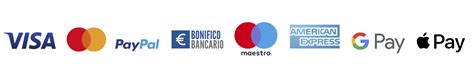 Logo PayPal e altri simboli di pagamento sicuro