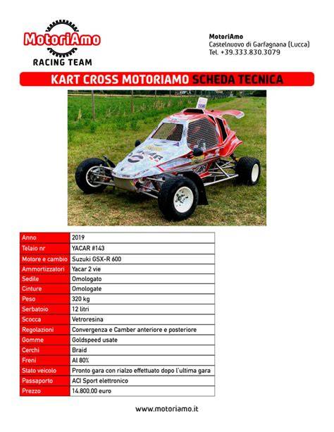 Scheda tecnica di un Kart Cross Yacar 600 Vst