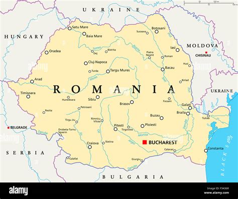Mappa della Romania con evidenziata Bucarest