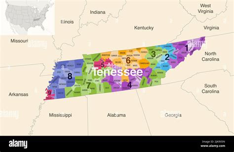 Mappa del Tennessee con le principali fabbriche automobilistiche