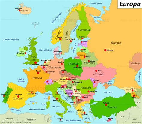 Mappa dell'Europa con copertura Dacia Assistance