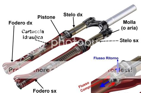 Componenti interni di una forcella moto
