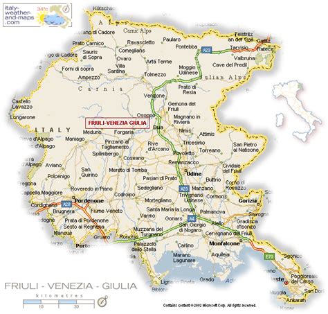 Mappa del Friuli Venezia Giulia con indicate le città di Udine, Tavagnacco e Manzano