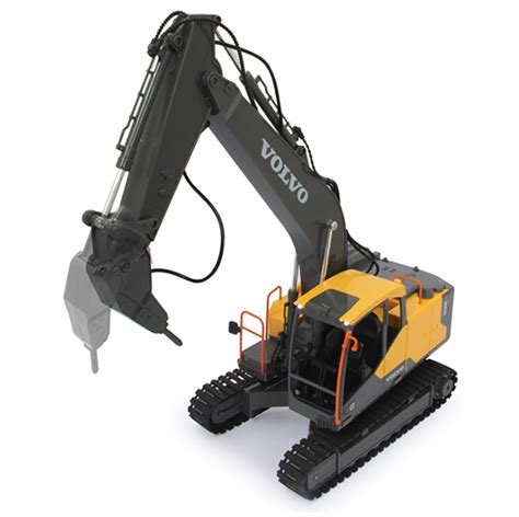 Escavatore compatto Volvo con martello demolitore in azione