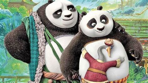 Po con suo padre biologico Li Shan e suo padre adottivo Mr. Ping