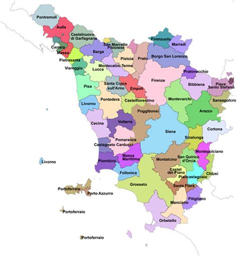 Mappa delle delegazioni ACI in Toscana
