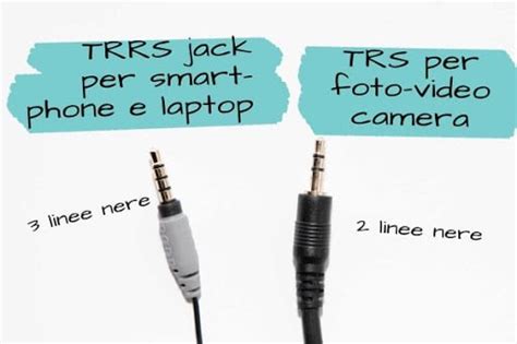 Confronto visivo tra connettori Jack TS, TRS e TRRS