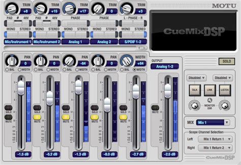 Interfaccia software CueMix FX