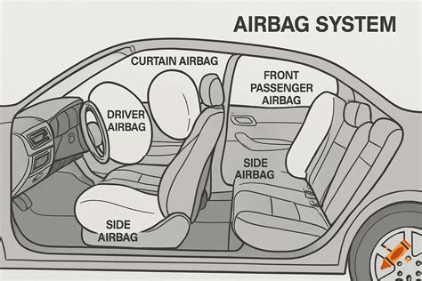Diagram of airbag system components in a car seat