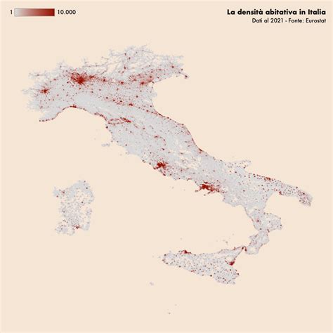 Mappa delle città italiane con alta densità di popolazione