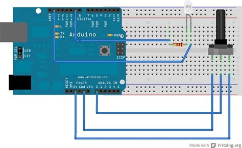 Schema di collegamento di un joystick analogico ad Arduino