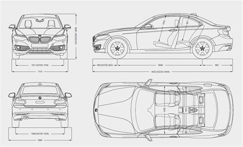 Schema dimensioni BMW Serie 2 Coupé