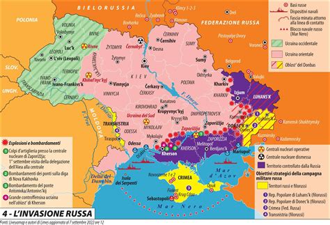 mappa del conflitto Russia-Ucraina con evidenziate aree industriali