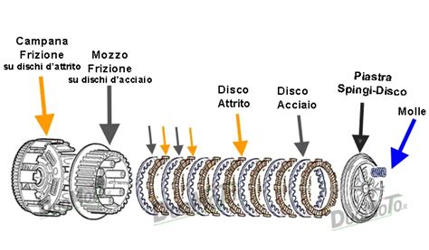 Schema di una frizione a dischi multipli