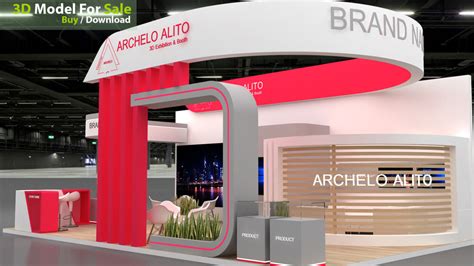 Rendering di stand espositivo con auto d'epoca su pedane