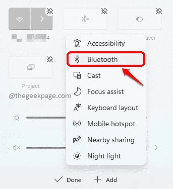 Icona Bluetooth e impostazioni generali