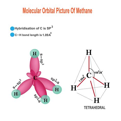 modello molecolare del metano con orbitali sp3