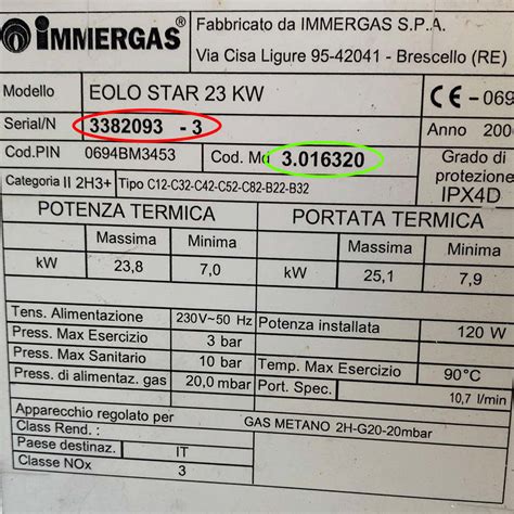 Etichetta identificativa di un turbocompressore con codice