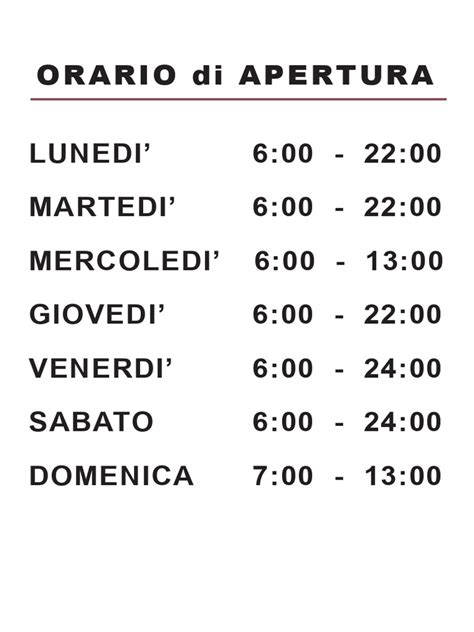 Infografica con gli orari di apertura settimanali di una farmacia