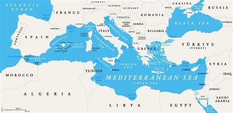 Mappa del Mediterraneo con influenze musicali
