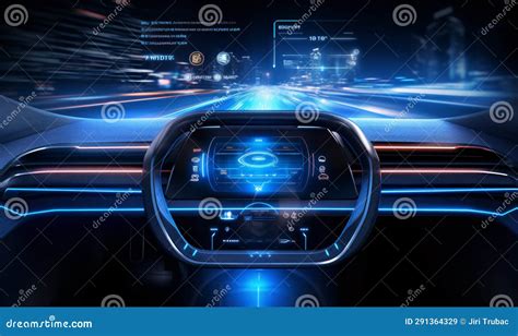 Interno auto futuristico con display olografici e comandi gestuali