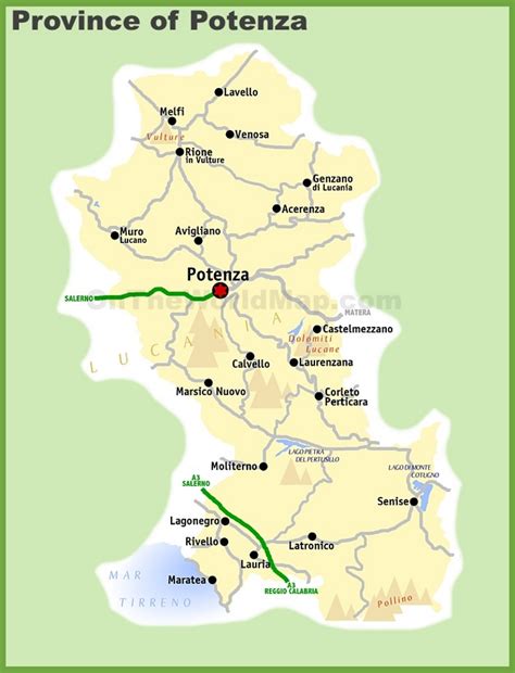 Mappa della provincia di Potenza con evidenziato il comune di Tito