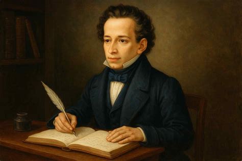 Ritratto di Giacomo Leopardi che scrive